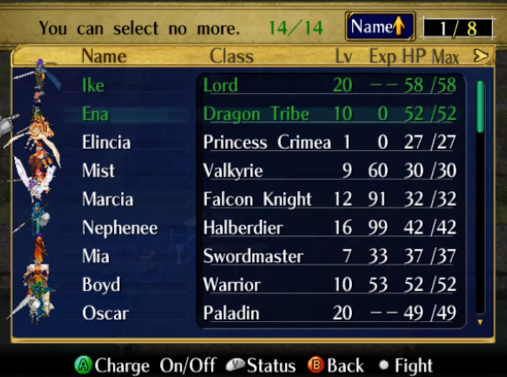 La longue liste de personnages